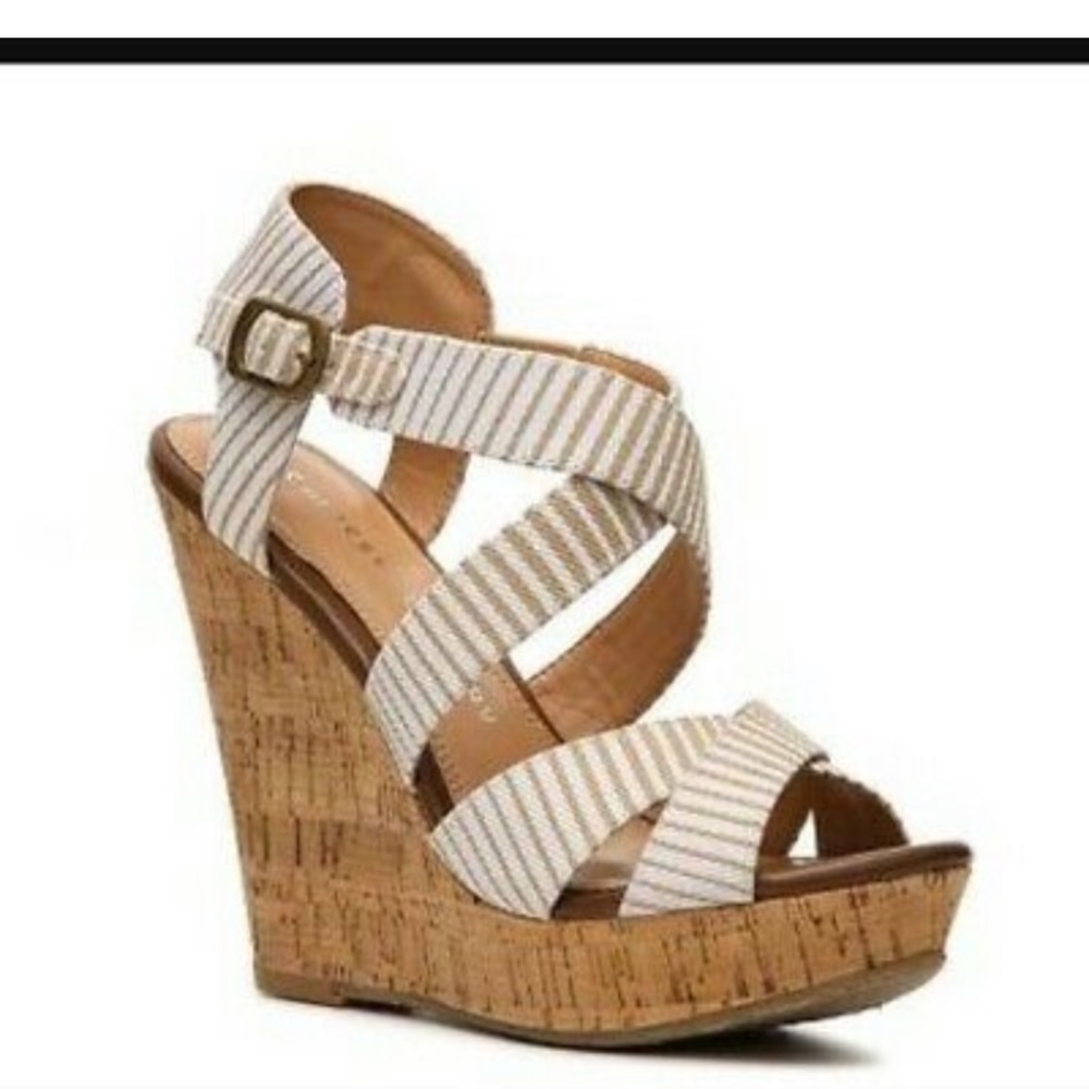 COPY - **NEW** Chinese Laundry striped cork wedge sandal.